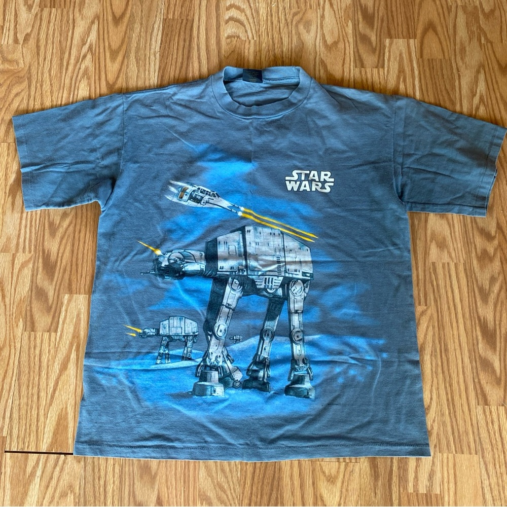 Vintage Star Wars Graphic T-Shirt 1995 Changes Double Sided Sing Stitch XL blue